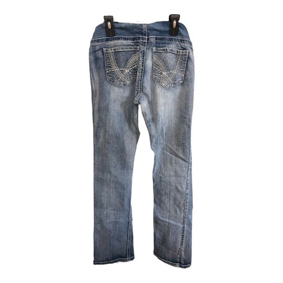 Indigo Blue Womens Maternity Jeans~Sz Small~Blue Distressed Secret Belly L14 38 - Picture 3 of 9